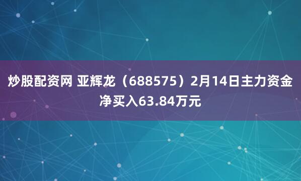 炒股配资网 亚辉龙（688575）2月14日主力资金净买入63.84万元