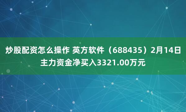 炒股配资怎么操作 英方软件（688435）2月14日主力资金净买入3321.00万元