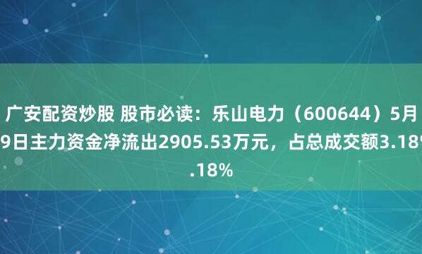 广安配资炒股 股市必读：乐山电力（600644）5月19日主力资金净流出2905.53万元，占总成交额3.18%