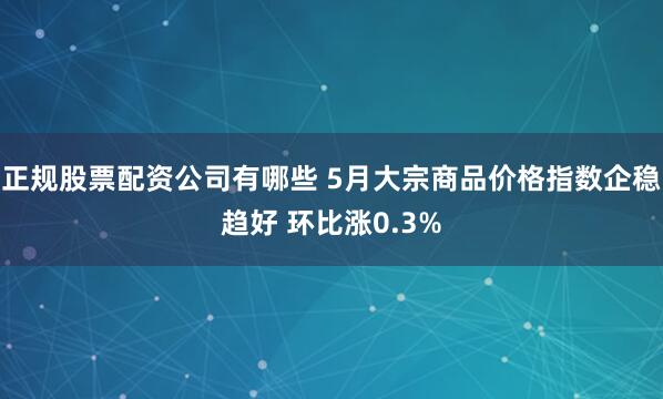 正规股票配资公司有哪些 5月大宗商品价格指数企稳趋好 环比涨0.3%