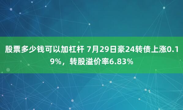 股票多少钱可以加杠杆 7月29日豪24转债上涨0.19%，转股溢价率6.83%