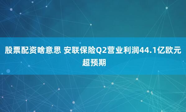 股票配资啥意思 安联保险Q2营业利润44.1亿欧元 超预期