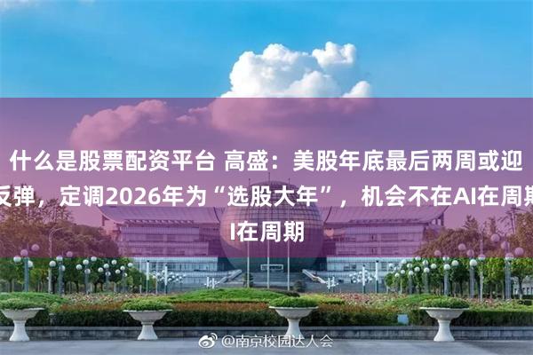 什么是股票配资平台 高盛:美股年底最后两周或迎反弹,定调2026年为“选股大年”,机会不在AI在周期